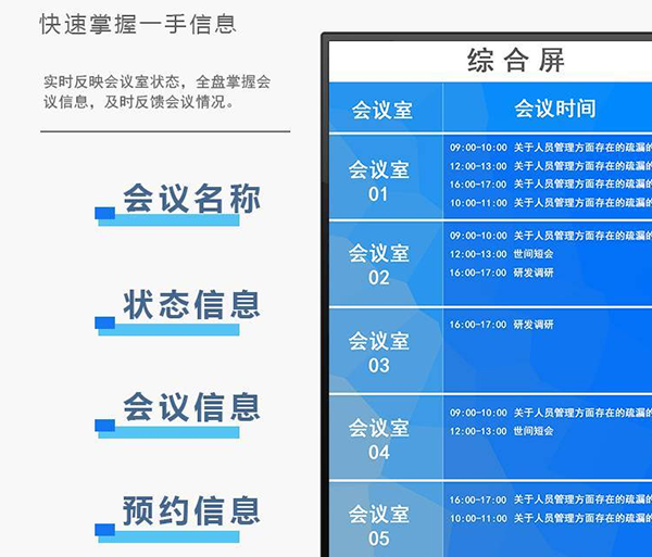 智能會議預約綜合屏信息3